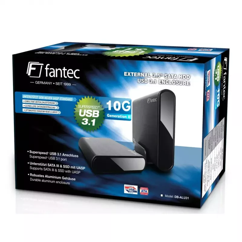 Case per HDD Fantec DB-ALU31 nero 3,5 pollici