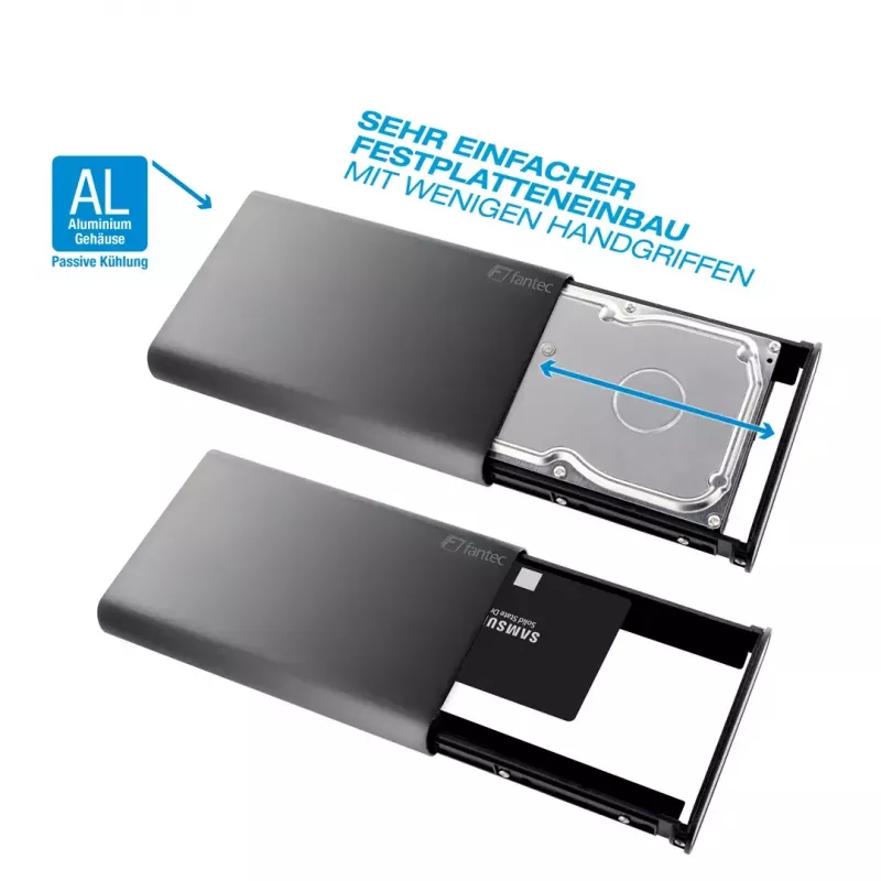 Case per HDD Fantec DB-ALU31 nero 3,5 pollici
