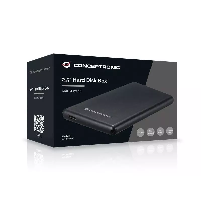 Case per disco fisso Conceptronic box HDD 2,5 pollici USB 3.1 Type-C