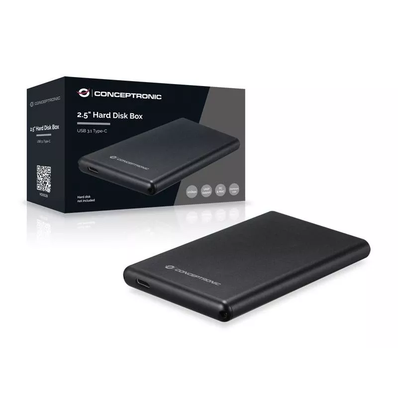 Case per disco fisso Conceptronic box HDD 2,5 pollici USB 3.1 Type-C