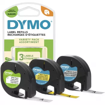 Nastro per etichettatrice DYMO LetraTag assortito confezione da 3