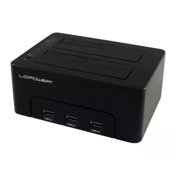 LC Power LC-DOCK-U3-HUB - docking station HDD con indicatore di rete, hub USB a 3 porte, interruttore on/off, funzione clonazione vani: 2 - 2.5 / 3.5 condivisi