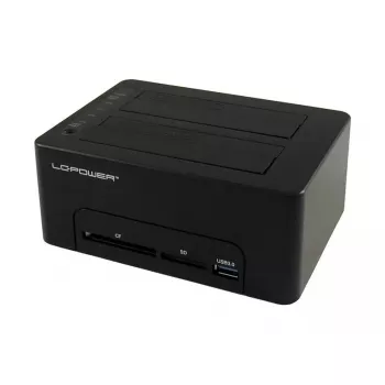 LC Power LC-DOCK-U3-CR - docking station HDD con indicatore di rete, interruttore on/off, funzione clonazione vani: 2 - 2.5 / 3.5 condivisi (6,4 cm/8,9 cm