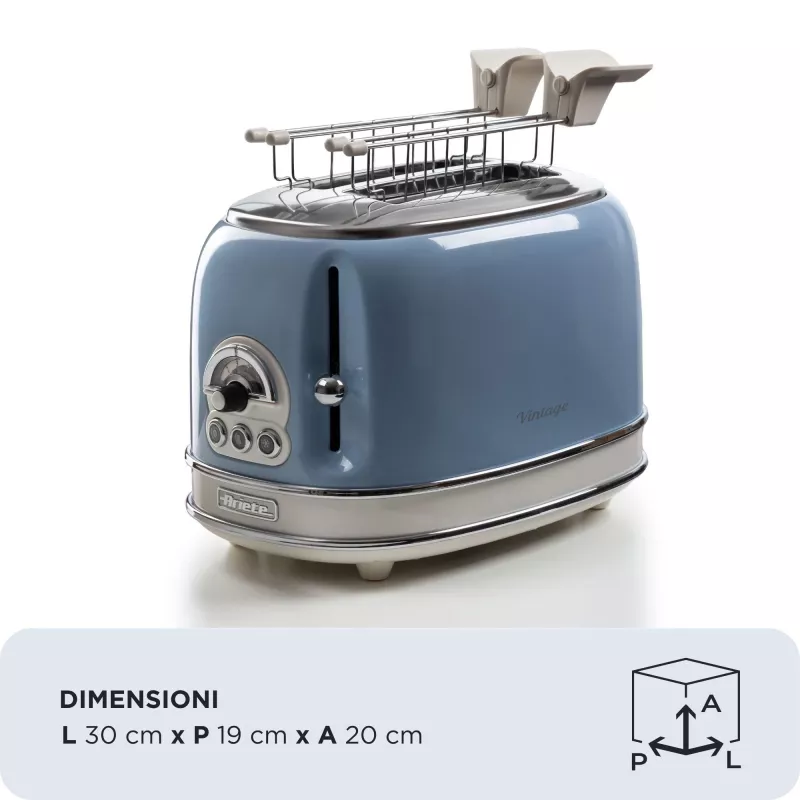 Ariete Vintage 155/05 tostapane a 2 fette, 810 W, blu