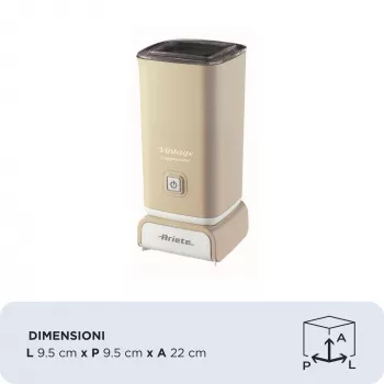 Montapanna Ariete 2878 Vintage per cappuccino, tè, cioccolata calda e fredda, bevande istantanee, 500 Watt, colore beige pastello