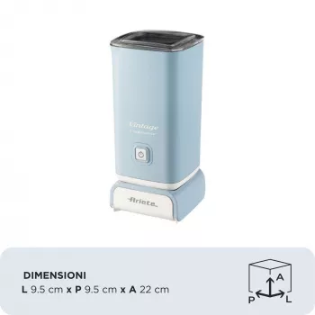 Montapanna Ariete 2878 Vintage per cappuccino, tè, cioccolata calda e fredda, bevande istantanee, 500 Watt, azzurro pastello