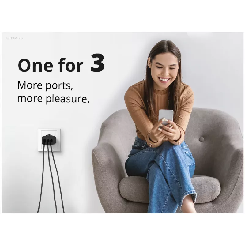 Conceptronic caricabatterie 3 porte 67W GaN USB PD con cavo USB-C, USB-C x 2, USB-A x 1, QC 3.0, PPS