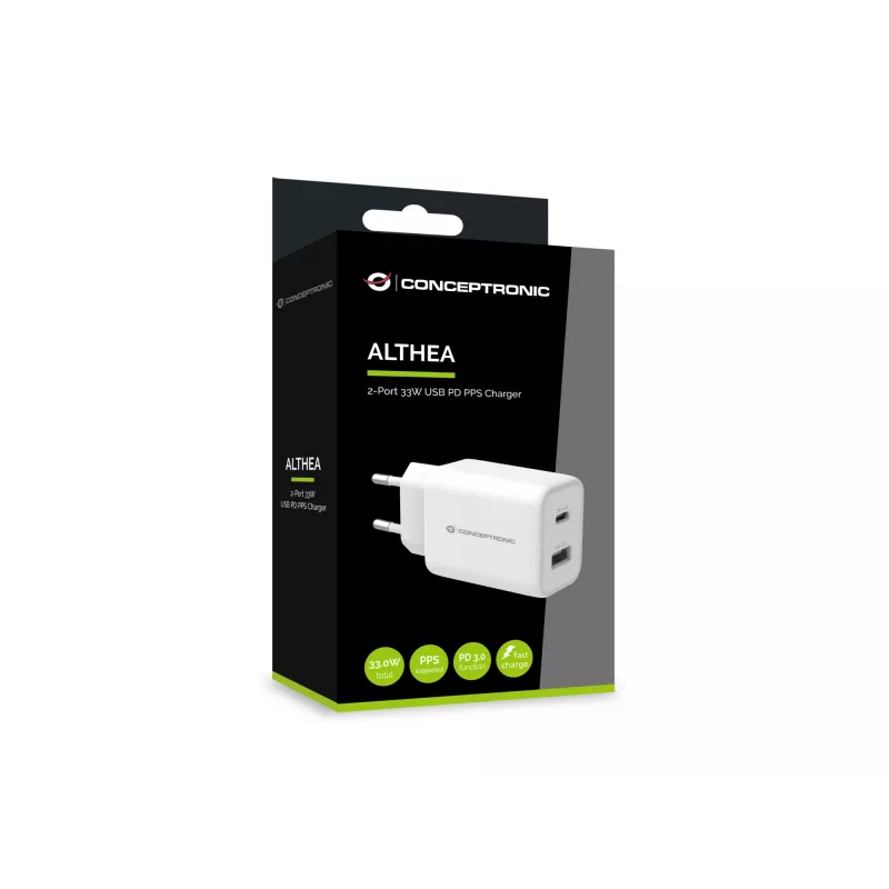 Caricabatterie Conceptronic ALTHEA 2 porte 33W USB PD PPS, QC 3.0