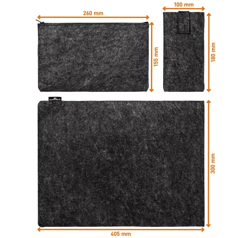 Durable 507158 MultiBag EFFECT custodia per laptop / tablet 16,4″ (41,7 cm), feltro in PET riciclato, con tasca per accessori e smartphone