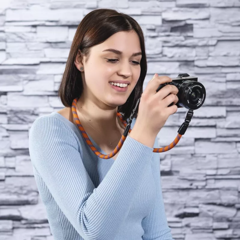 Tracolla per fotocamera digitale Hama Braid 120 nylon blu, arancione