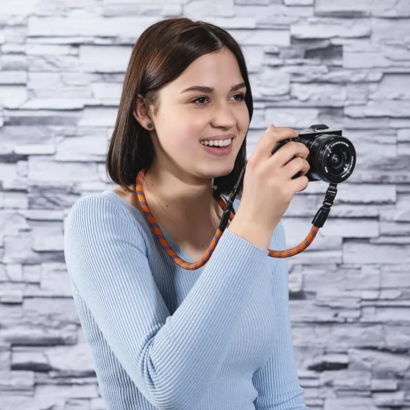 Tracolla per fotocamera digitale Hama Braid 120 nylon blu, arancione