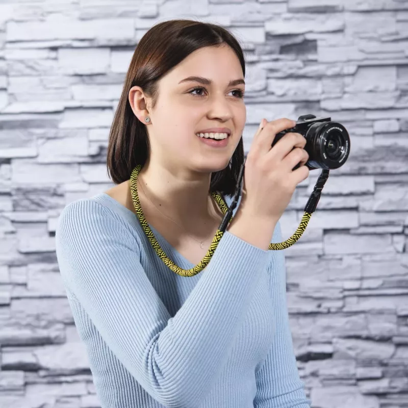 Tracolla per fotocamera digitale Hama Braid 120 nylon nero, giallo