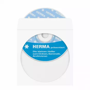 Busta HERMA per CD/DVD in carta bianca con punto adesivo 100 pz.