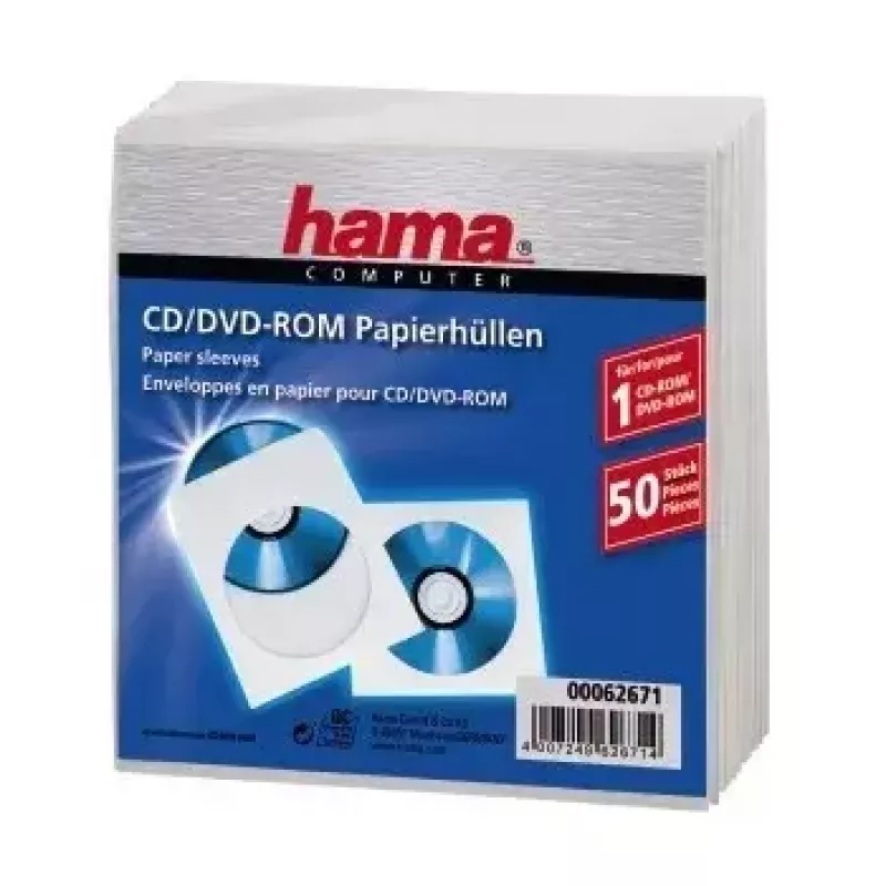 Buste in carta per CD-ROM Hama 50, bianco 50 dischi