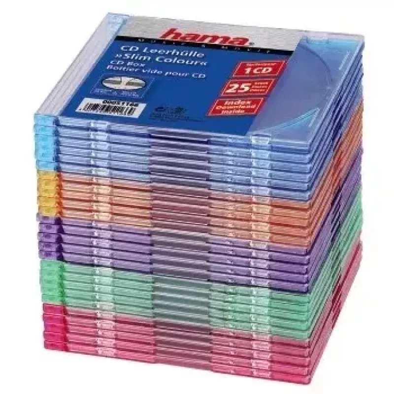 Custodia sottile per CD Hama confezione da 25, colorata 1 disco multicolore