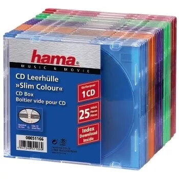 Custodia sottile per CD Hama confezione da 25, colorata 1 disco multicolore