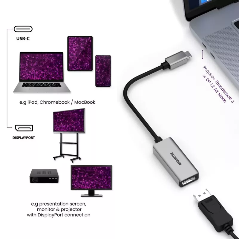 Adattatore USB-C a DisplayPort Marmitek 8371 4K 60Hz