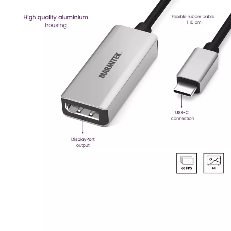 Adattatore USB-C a DisplayPort Marmitek 8371 4K 60Hz