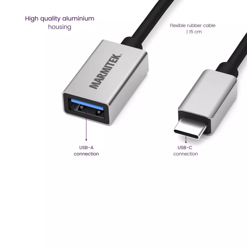 Cavo USB Marmitek 08375 0,15 m USB 3.2 Gen 1 USB-C USB-A nero argento