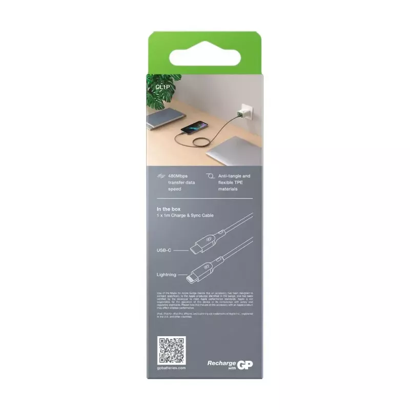Cavo GP Batterie CL1P 1m grigio Lightning USB C
