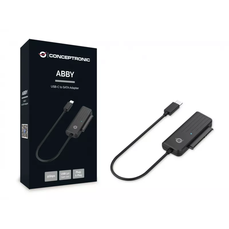 Conceptronic ABBY02B adattatore da USB-C a SATA, 2,5 pollici, USB 3.2 Gen 1 5 Gbit/s, 0,2 m, nero