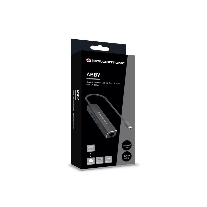 Adattatore Conceptronic ABBY13B Gigabit Ethernet USB 3.2 Gen 1 con hub USB, GbE, USB-A x 2, USB-C x 2