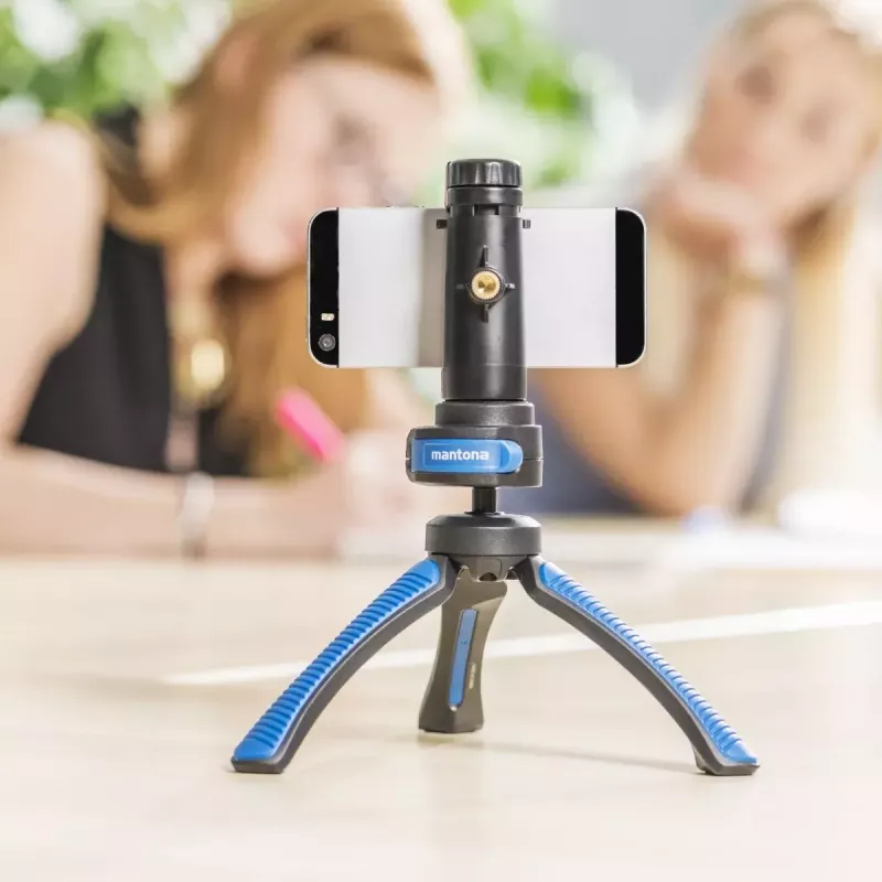 Treppiede Mantona 21405 smartphone fotocamera digitale 3 gambe nero blu
