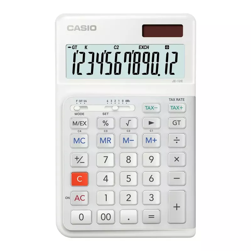 Calcolatrice basic Casio JE-12E-WE desktop 12 cifre bianca