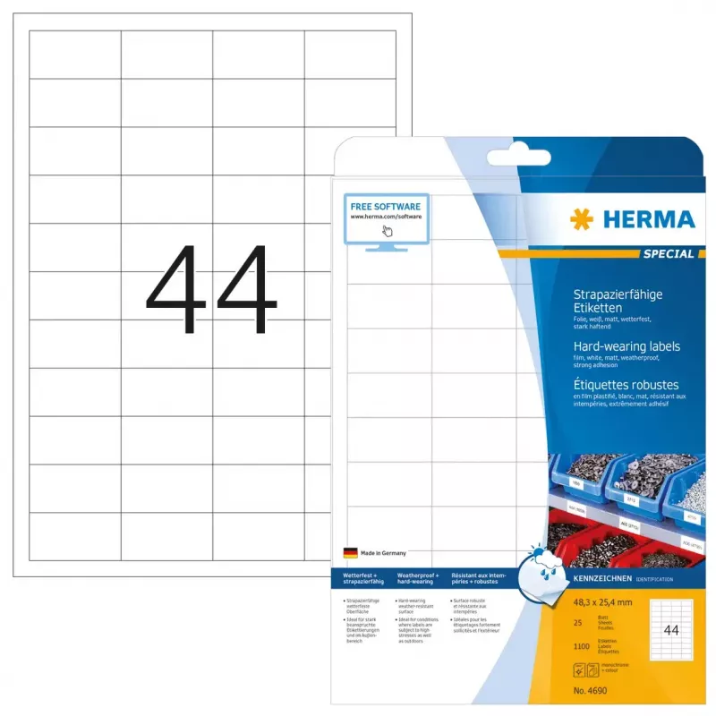 Etichette adesive per stampante HERMA Labels resistenti A4 48,3x25,4 mm