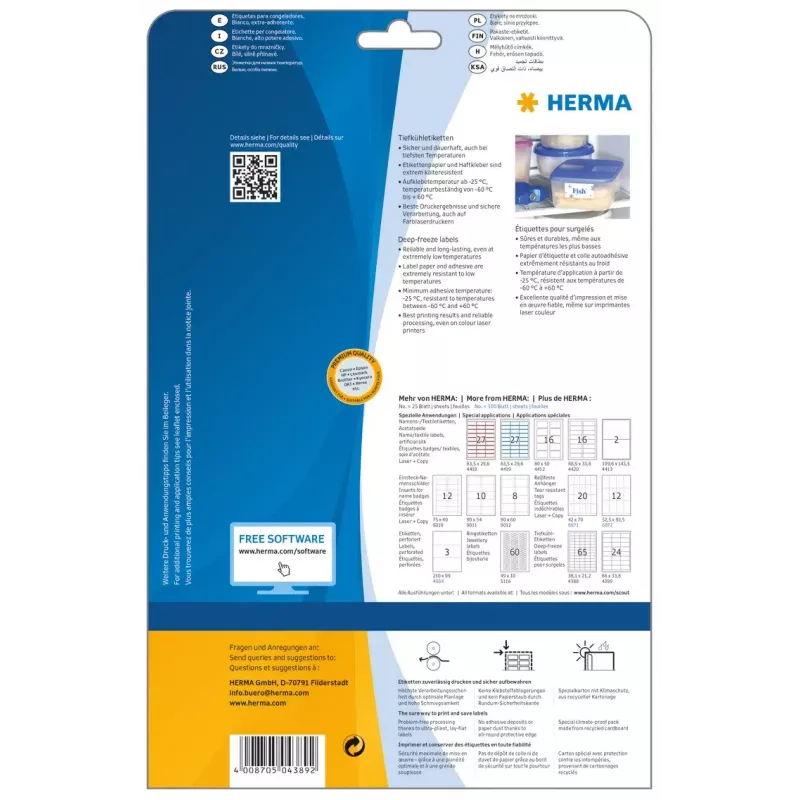 Etichette adesive per stampante HERMA surgelati 66x33,8 mm