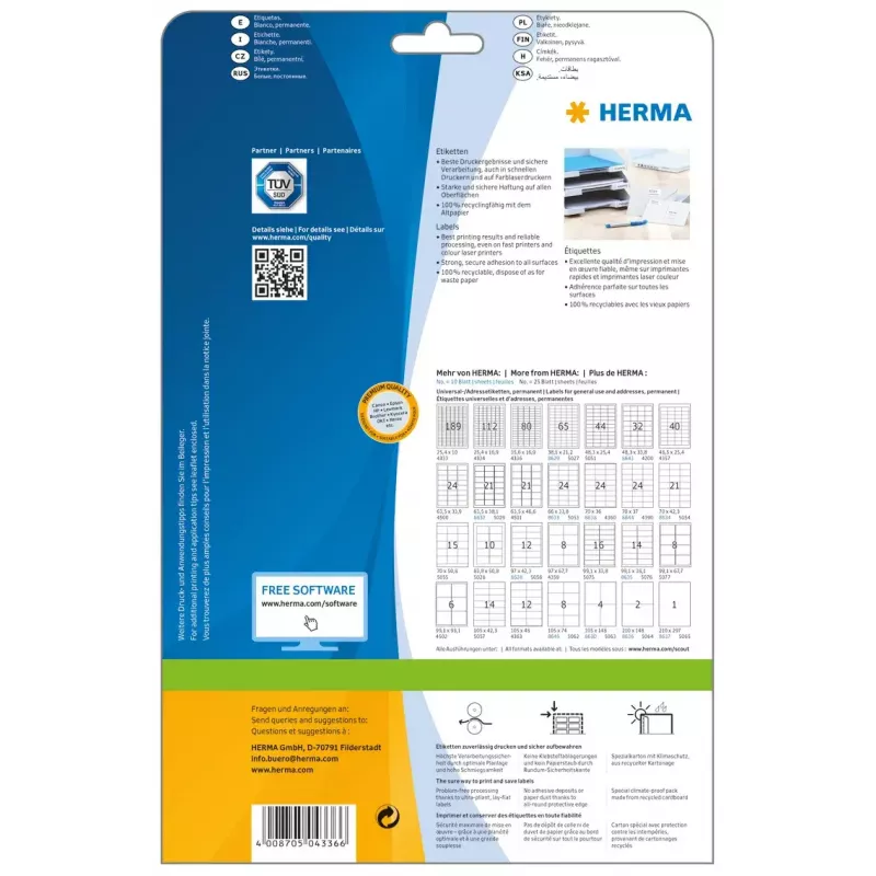 Etichette adesive per stampante HERMA Labels Premium A4 35,6x16,9 mm