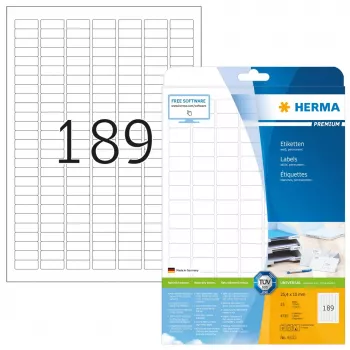 Etichetta adesiva per stampante HERMA Labels Premium A4 25,4x10 mm 4725 pz.