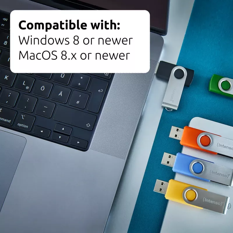 INTENSO Office Line multipack chiavette USB 5×64 GB, USB-A, USB 3.2 Gen 1, Swivel, multicolore