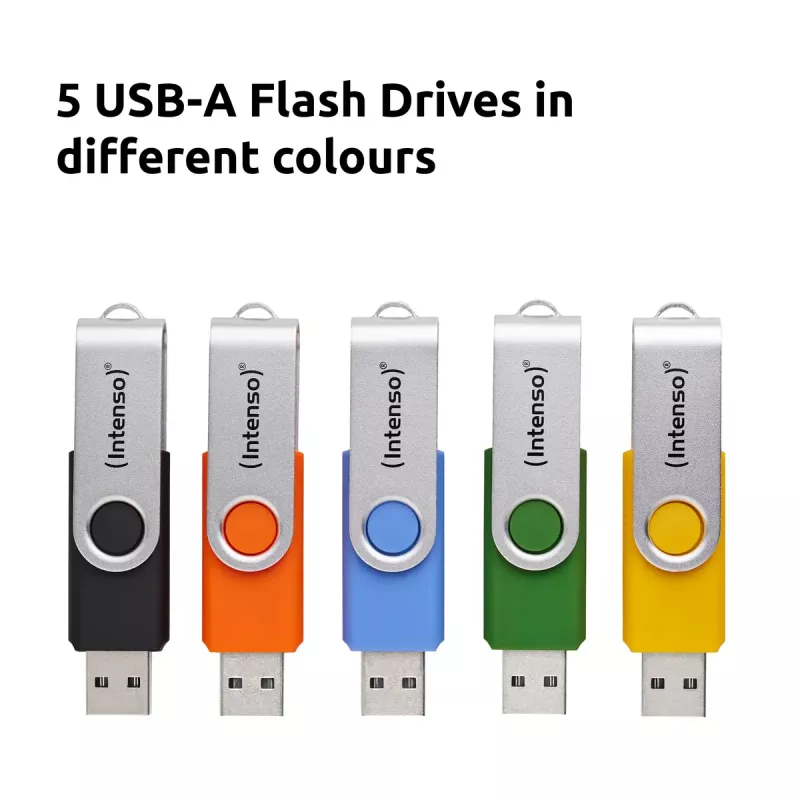INTENSO Office Line multipack chiavette USB 5×64 GB, USB-A, USB 3.2 Gen 1, Swivel, multicolore