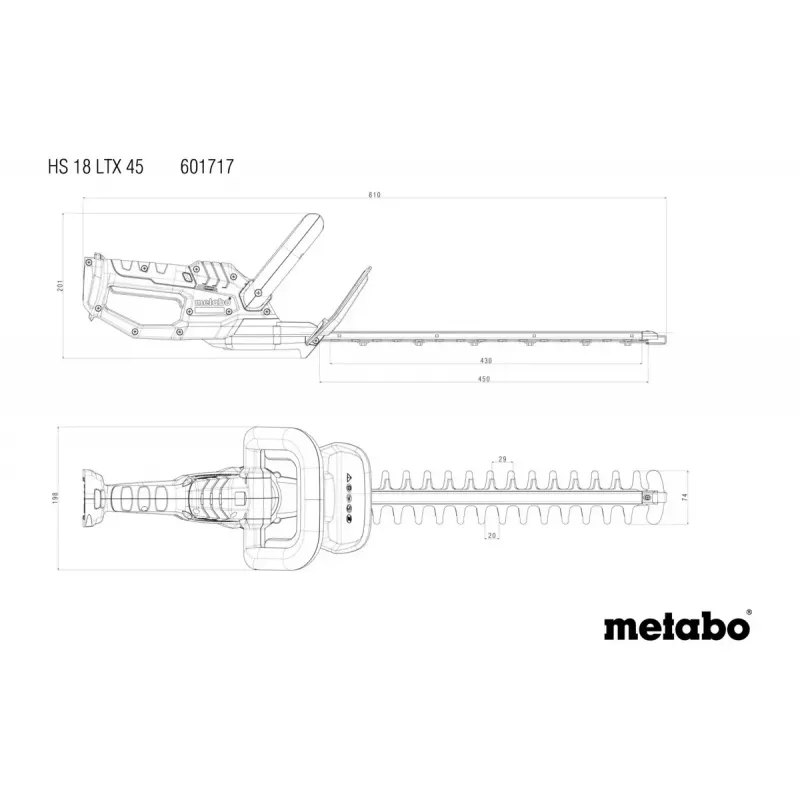 Metabo HS 18 LTX 45 Tagliasiepi a batteria (Tool Only)