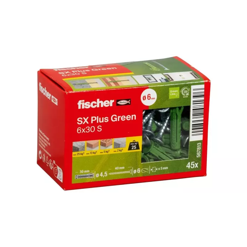 Set viti e tasselli Fischer 567813 45 pezzi verde