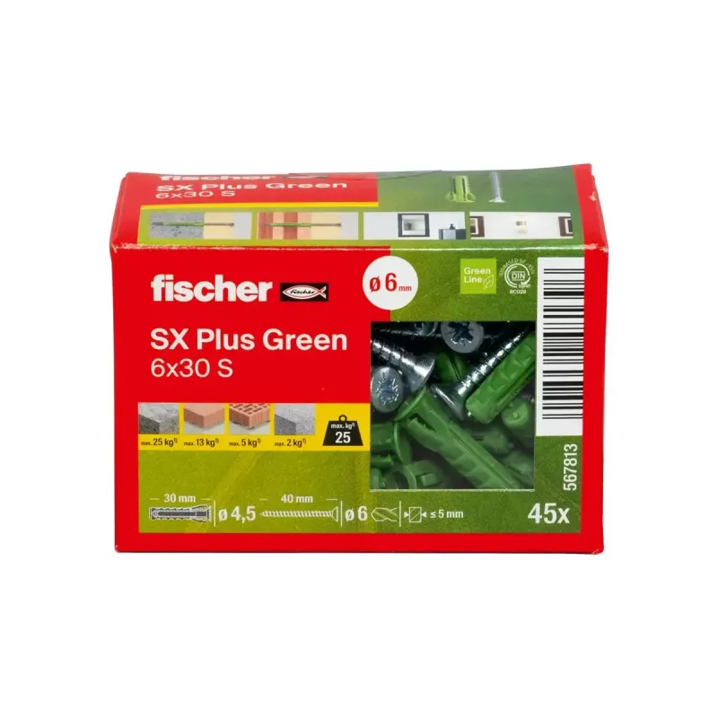 Set viti e tasselli Fischer 567813 45 pezzi verde
