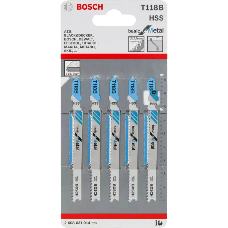 Lama per seghetto alternativo Bosch T 118 B acciaio rapido HSS 5 pz.
