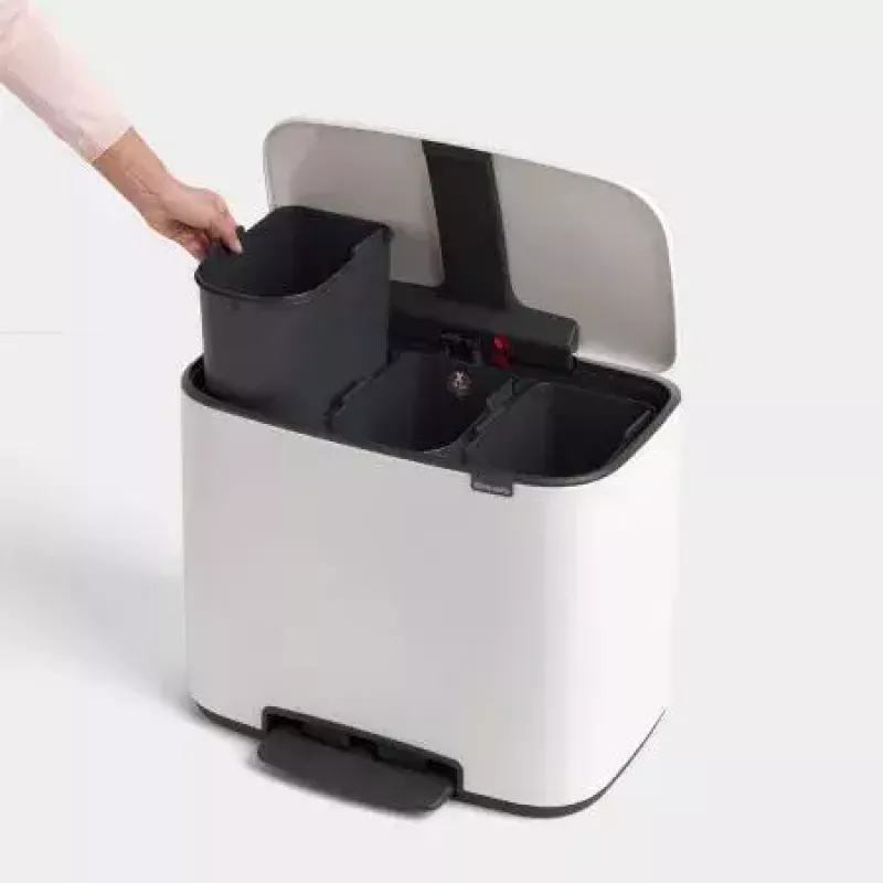 Brabantia Bo 121005 pattumiera a pedale, 3 x 11 L, bianco