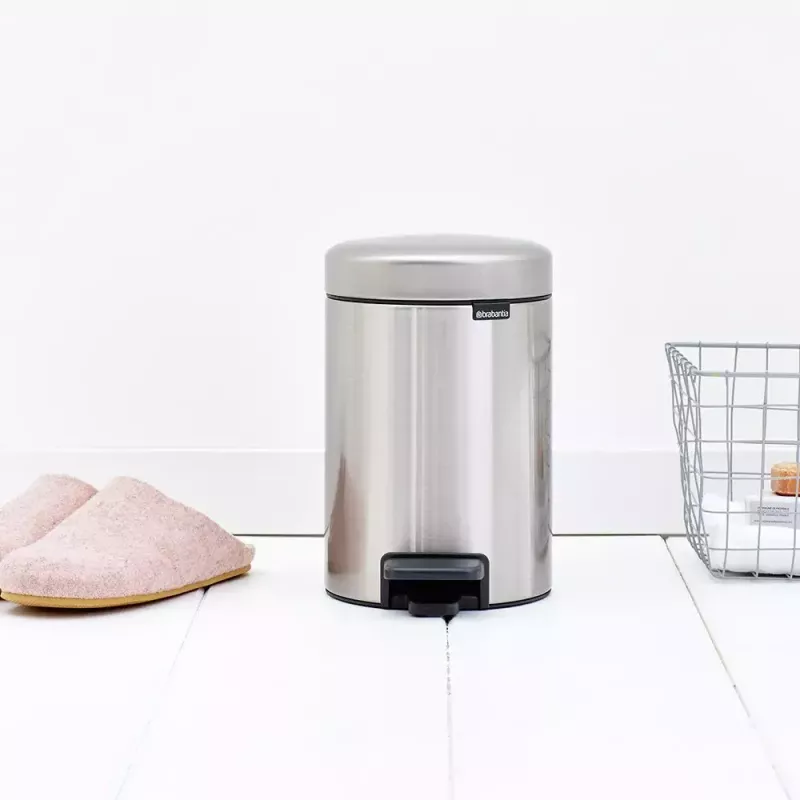 Pattumiera con pedale Brabantia newIcon rotonda acciaio inox spazzolato