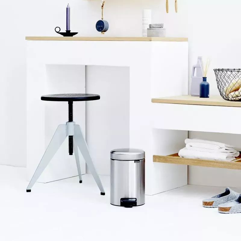 Pattumiera con pedale Brabantia newIcon rotonda acciaio inox spazzolato