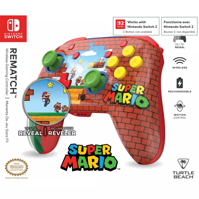 Turtle Beach Rematch Controller wireless per Nintendo Switch, Mario Bricks Reveal
