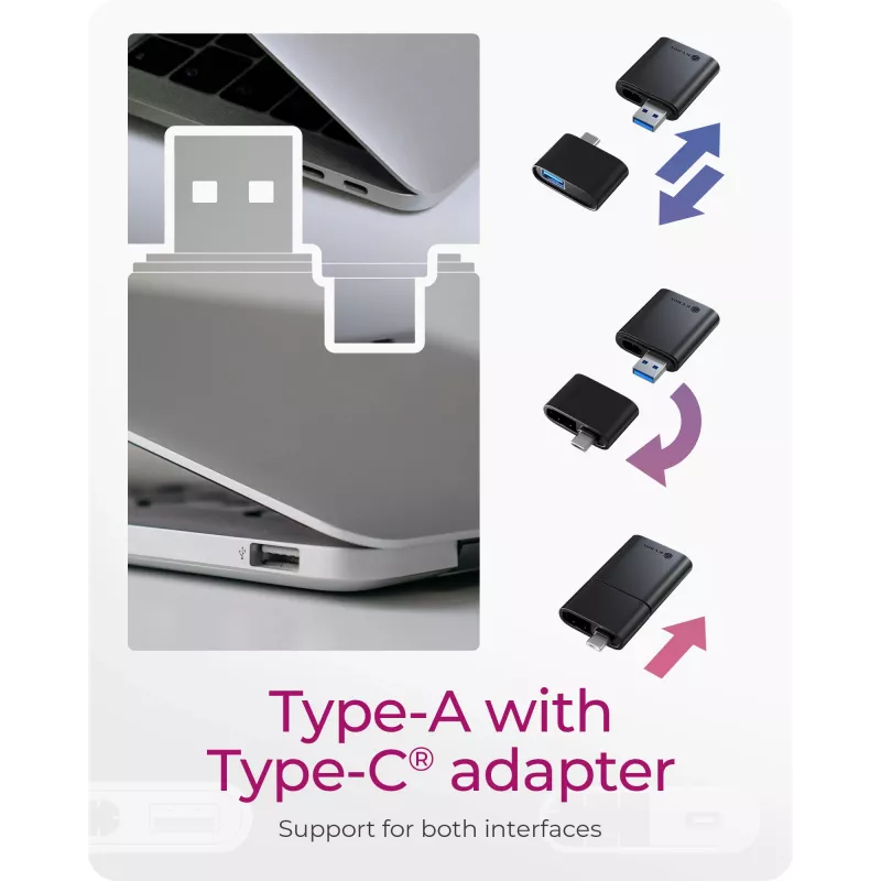 Lettore di schede ICY BOX 2-in-1 con interfaccia USB Type-A e USB Type-C