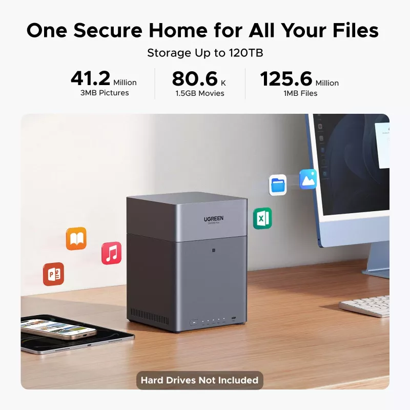 UGREEN NAS DH4300 Plus 4-bay 120TB con 2.5GbE e USB-C