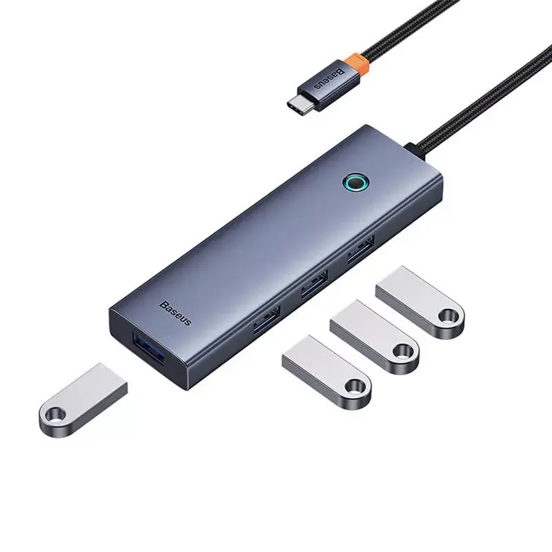 Hub 4in1 Baseus UltraJoy USB-C a USB 3.0 grigio cavo