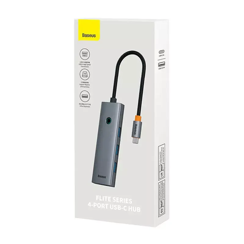 Hub 4in1 Baseus UltraJoy USB-C a USB 3.0 grigio cavo