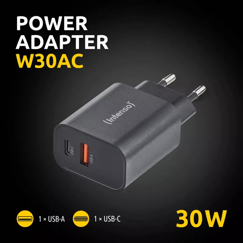 Alimentatore Intenso W30AC 30 W USB-A USB-C nero
