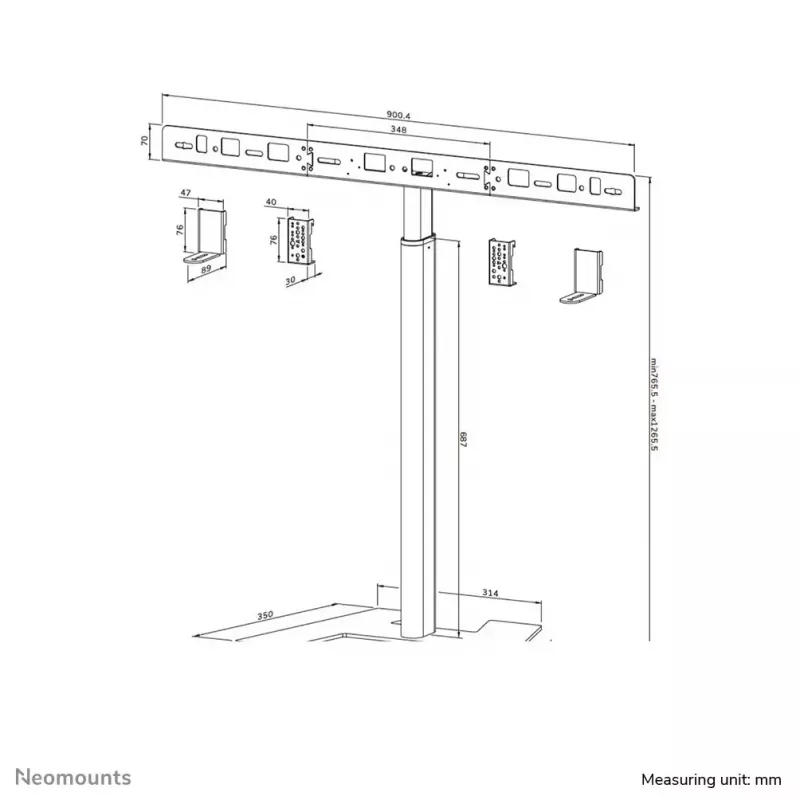Supporto a pavimento per videobar Neomounts AV80-500BL - VESA - max. 10 kg - universale