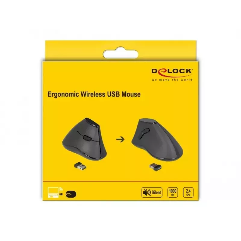 Mouse Office DeLOCK 12622 per destrimani RF wireless ottico 1000 DPI
