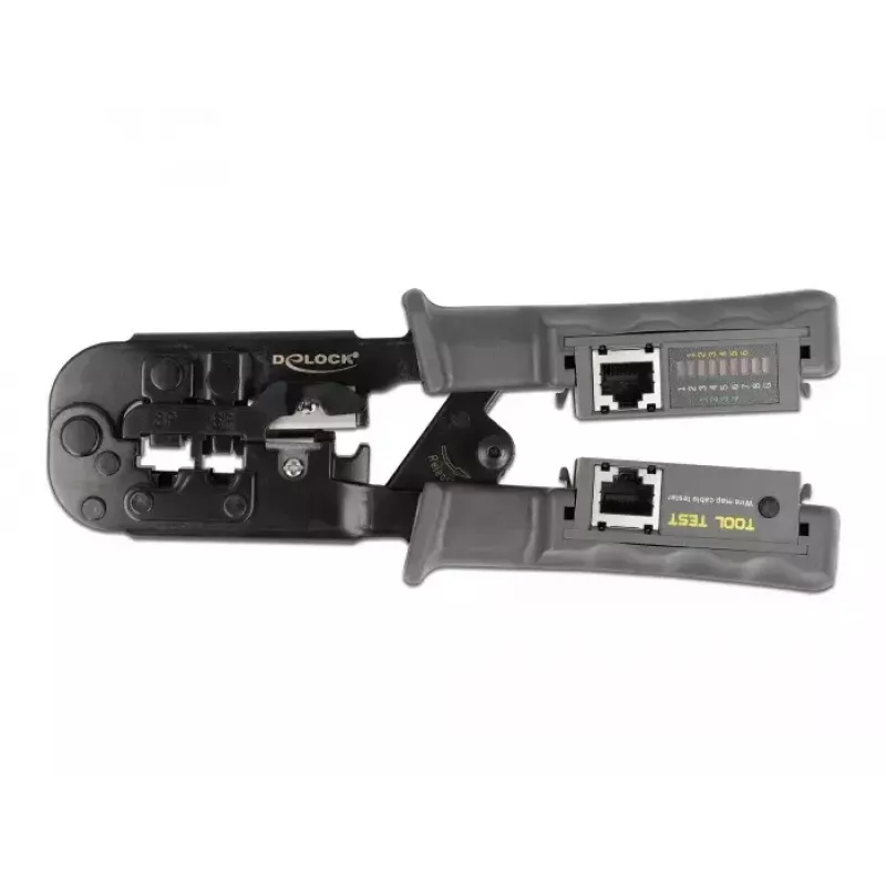 Pinza crimpatrice con spellafili e tester di rete DeLOCK 90510